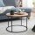 Couchtisch 60x43x60 cm Akazie Massivholz / Metall Sofatisch, Design Wohnzimmertisch Rund, Kaffeetisch Massiv, Kleiner Tisch Wohnzimmer
