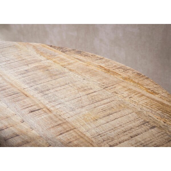Esszimmertisch 120x120x76 cm Mango Massivholz Esstisch Modern, Küchentisch Massiv mit Metallbeinen, Holztisch Esszimmer Rund, Kleiner Speisetisch Holz