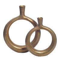 Deko Vase 2er Set Aluminium Gold Donut Blumenvase Modern,...