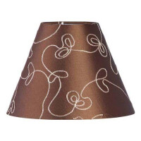 Leuchtenschirm Lampenschirm Stoff E27 Rund Stickdekor braun 20 bis 45 cm