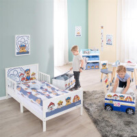 B-Ware roba Spielregal aus Holz Paw Patrol - Spielzeugregal mit 5 Boxen - Montessori Aufbewahrungsregal für Jungen & Mädchen - Weiß / Grau