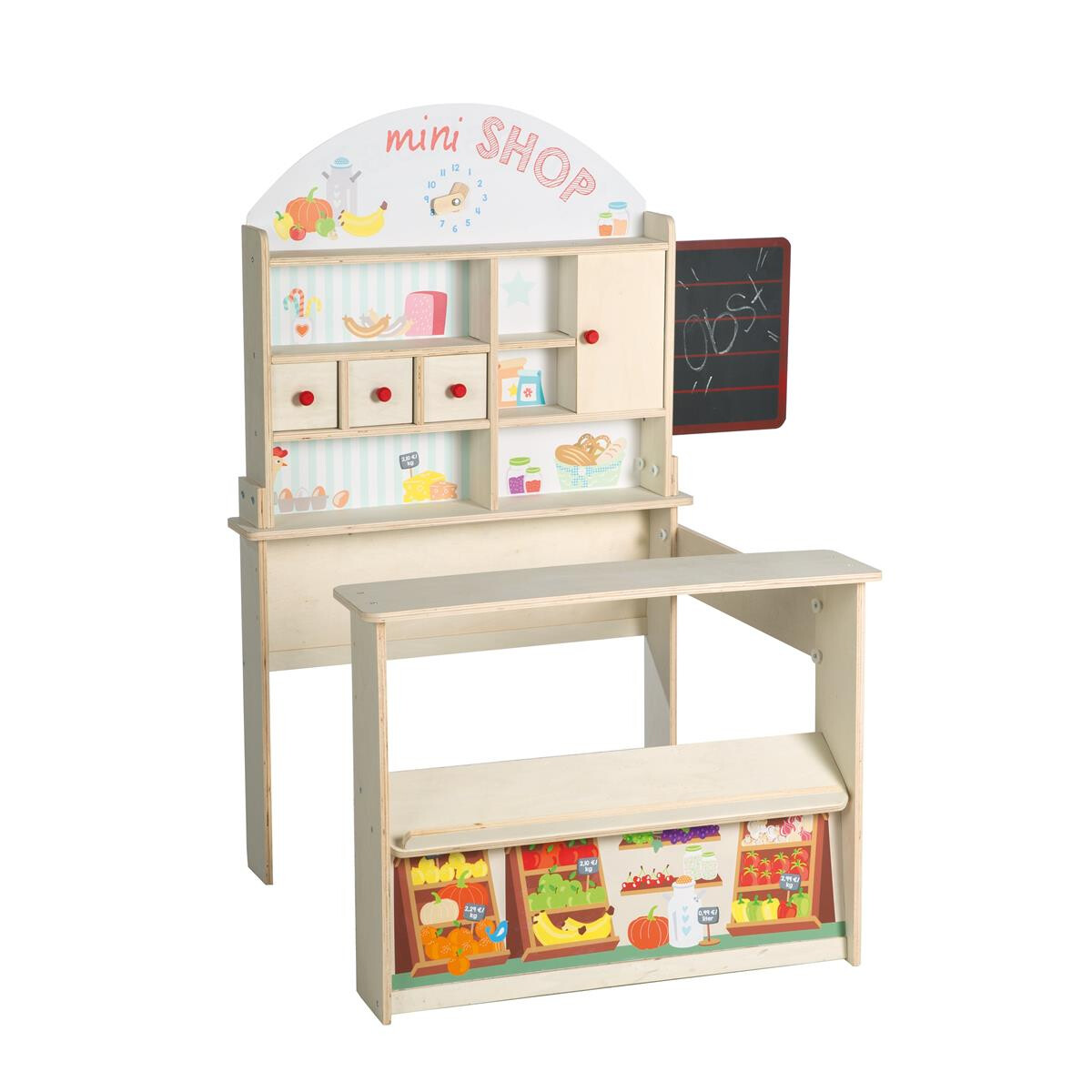 B-Ware roba Kaufladen Minishop, Holz natur, mit Theke, Tafel