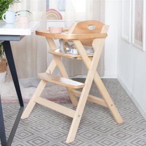 B-Ware roba Klapphochstuhl mit Essbrett - Baby Hochstuhl platzsparend klappbar - Kinderhochstuhl mit 3 Punkte Gurt - ab 6 Monaten - Holz natur