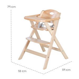 B-Ware roba Klapphochstuhl mit Essbrett - Baby Hochstuhl platzsparend klappbar - Kinderhochstuhl mit 3 Punkte Gurt - ab 6 Monaten - Holz natur