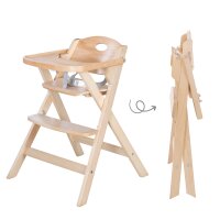 B-Ware roba Klapphochstuhl mit Essbrett - Baby Hochstuhl platzsparend klappbar - Kinderhochstuhl mit 3 Punkte Gurt - ab 6 Monaten - Holz natur