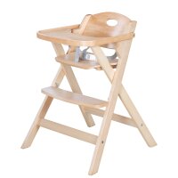B-Ware roba Klapphochstuhl mit Essbrett - Baby Hochstuhl platzsparend klappbar - Kinderhochstuhl mit 3 Punkte Gurt - ab 6 Monaten - Holz natur