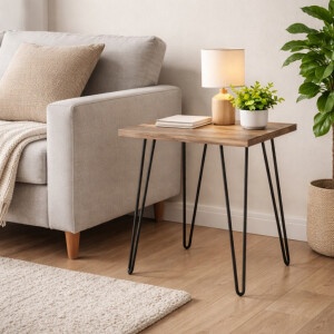 Oak Park Collection Beistelltisch mit Holzmaserung und Metallbeinen, Treibholz
