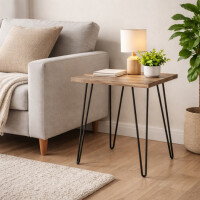 Oak Park Collection Beistelltisch mit Holzmaserung und Metallbeinen, Treibholz
