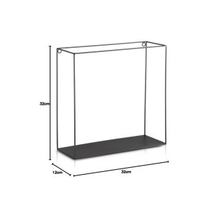 3er Set Wandregal im Industrie Design, Schweberegal aus schwarzem Metall, Elegantes Deko Regal Quadrat für Bücher und Küche, Belastbarkeit 3 kg