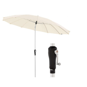 Sonnenschirm für den Garten Asia Look SL-AZ Auto Tilt 250cm Natur I Gartenschirm knickbar I Kurbelschirm mit UV-Schutz 50+ I Kurbelschirm aus Aluminium I regenabweisendes Polyester-Dach