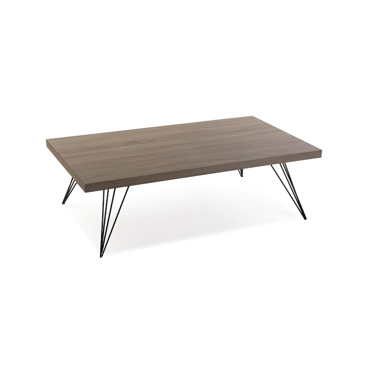 Niedriger Couchtisch 38 x 120 x 70 cm, Holz und Metall, Farb