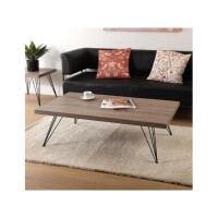 Niedriger Couchtisch 38 x 120 x 70 cm, Holz und Metall, Farbe: Braun und Schwarz