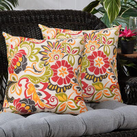 2er Set Draußen Kissenbezüge, alle Wetter Dekorative Kissen Etui Kissenbezug Wasserdicht 45 x 45 cm, für Sofa Couch Terrassenmöbel Dekoration - Die pfauen