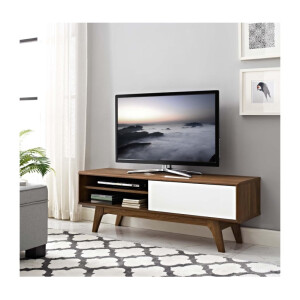 Envision Mid-Century Moderner 44-Zoll-TV Board, Walnuss Weiß, 34 x 122 x 43 cm