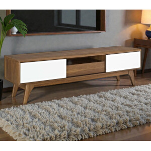 Modway- Envision Mid-Century Modern niedrig 59 Zoll TV Board, Walnuss Weiß, 34 x 149 x 43 cm