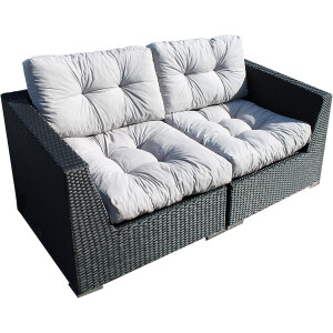 2er Set Loungekissen, grau, ca 60 x 40 x 10 cm, Polsterkissen Polyrattan Lounge Ersatzkissen
