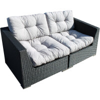 2er Set Loungekissen, grau, ca 60 x 40 x 10 cm, Polsterkissen Polyrattan Lounge Ersatzkissen