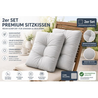 2er Set Loungekissen, grau, ca 60 x 40 x 10 cm, Polsterkissen Polyrattan Lounge Ersatzkissen
