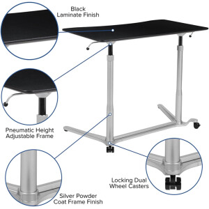 Sit-Down, Stehpult, ergonomischer Computer-Schreibtisch 94 cm Schwarz