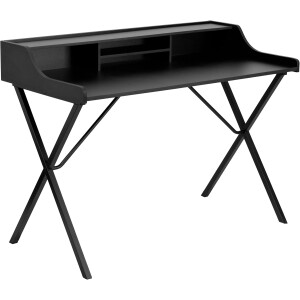 Computer-Schreibtischregal, Stahl, schwarze Laminatplatte/schwarzer Rahmen