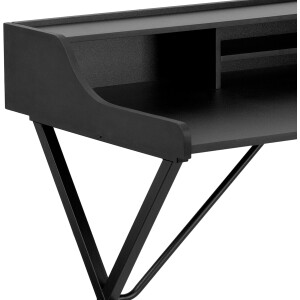 Computer-Schreibtischregal, Stahl, schwarze Laminatplatte/schwarzer Rahmen
