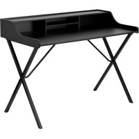 Computer-Schreibtischregal, Stahl, schwarze Laminatplatte/schwarzer Rahmen