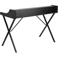 Computer-Schreibtischregal, Stahl, schwarze Laminatplatte/schwarzer Rahmen