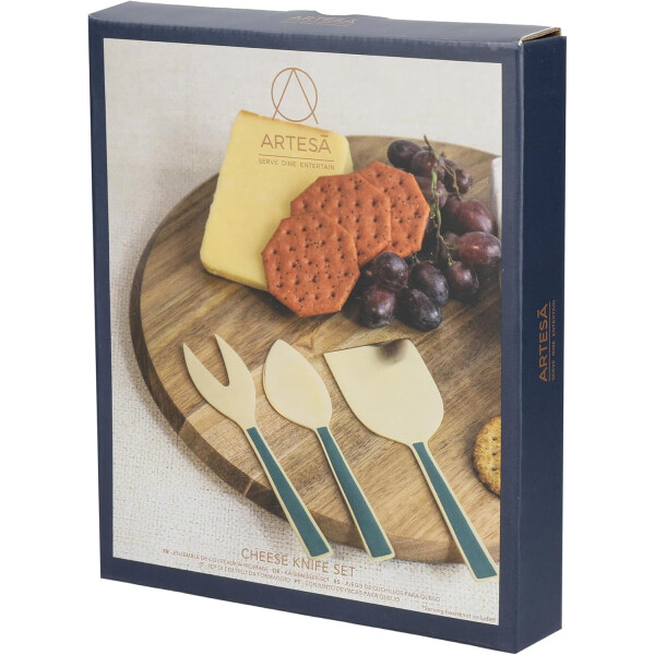 Artesà ARTCKGRN3PC Käsemesser-Set, 3-teilig, Grün/Gold