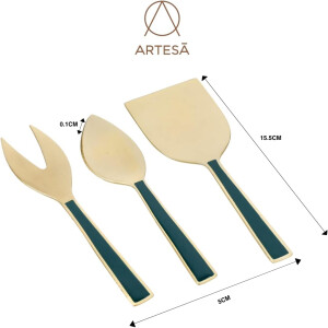 Artesà ARTCKGRN3PC Käsemesser-Set, 3-teilig, Grün/Gold