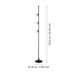 LED Stehlampe 4 flammige in Schwarz, Weiß
