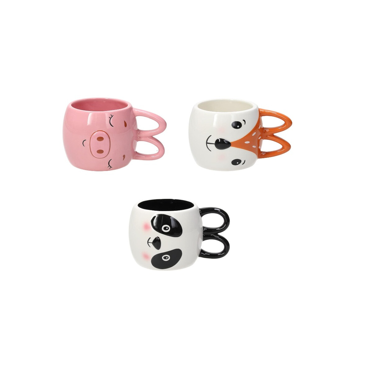 3x Tassen mit lustigem Gesicht Witzige Kaffeetassen Kaffeebe