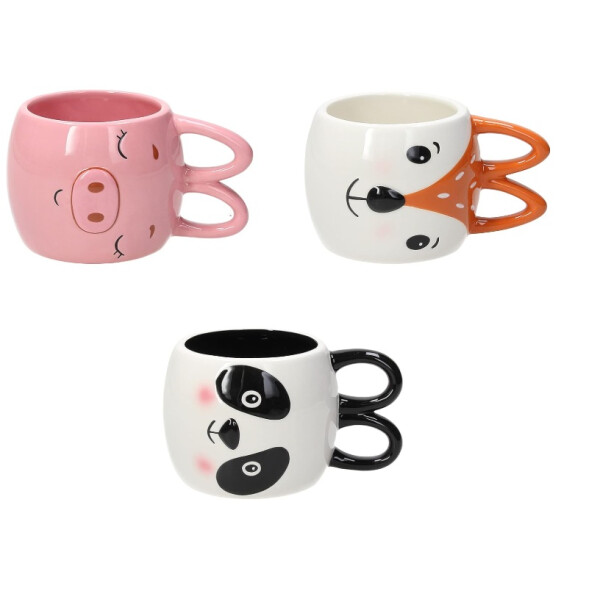 3x Tassen mit lustigem Gesicht Witzige Kaffeetassen Kaffeebecher