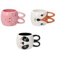 3x Tassen mit lustigem Gesicht Witzige Kaffeetassen Kaffeebecher
