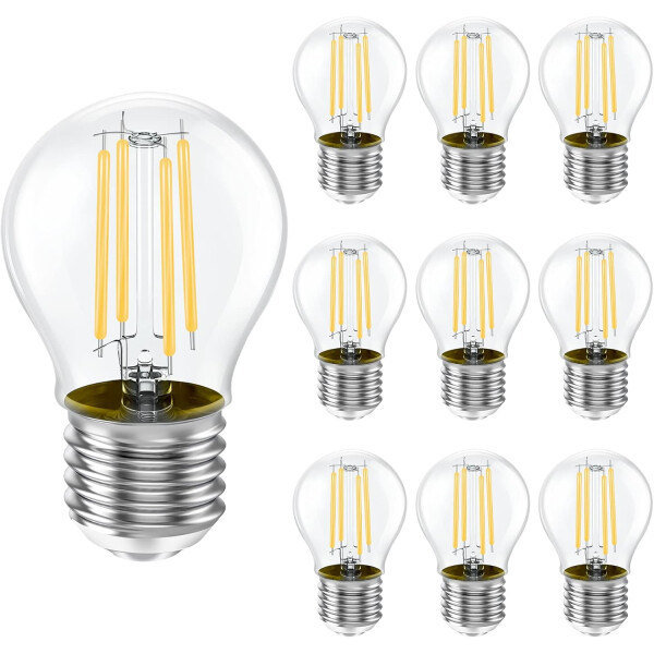 LEDYA E27 LED Glühbirne Warmweiss, G45 Golf LED Birnen Glas 2700K, 4W 400LM Ersetzt 35W Halogenlampe, E27 LED Lampe Energie Sparen, nicht Dimmbar, 25000 Stunden Lebenszeit 10 Stück