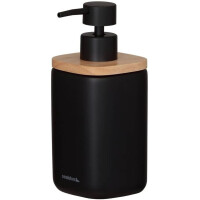Sealskin 800055 Mind Seifenspender 200 ml, aus Zement gefertigt, Details aus Holz, Farbe Schwarz