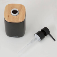 Sealskin 800055 Mind Seifenspender 200 ml, aus Zement gefertigt, Details aus Holz, Farbe Schwarz