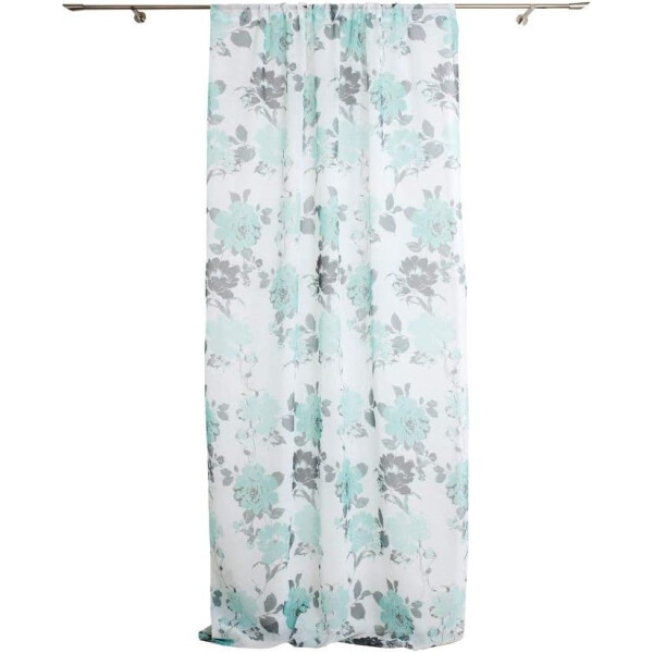 Mendola Interior Rossela Sheer Curtain, Natural Batiste Look, Tape, Blue-Grey, 300x260 cm