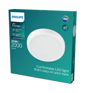 Philips LED Einbauspot Slim Surface  20W, warmweißes Licht (2700K), rund, Weiß