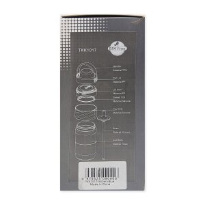 TKK 1017 Trinkflasche 500ml auslaufsicher und Strohhalme, Tritan BPA-Frei transparent mit Tragbriff