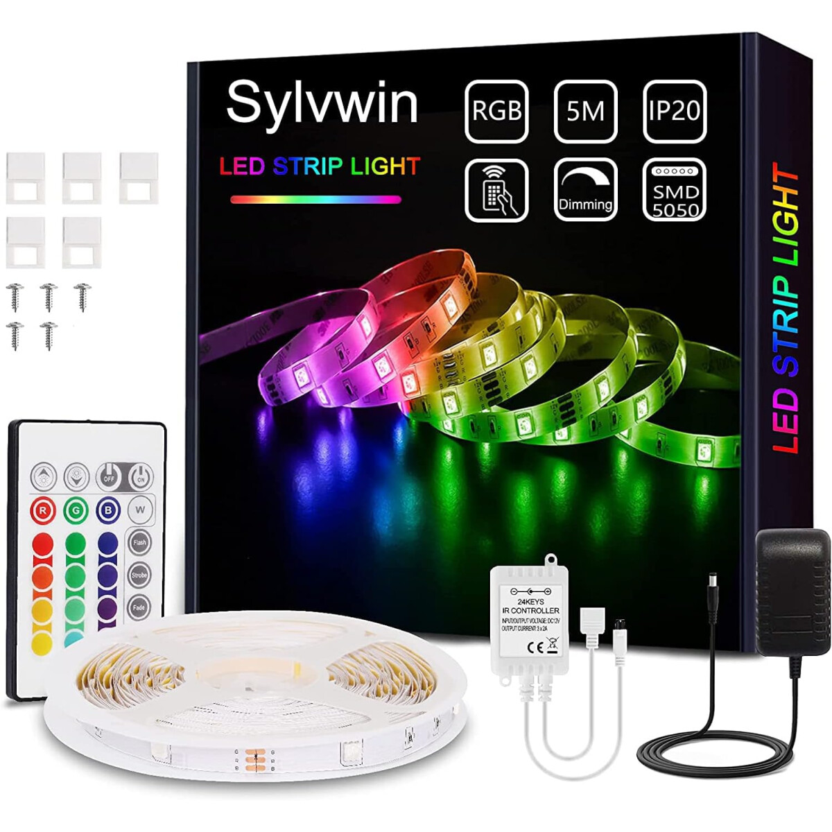 sylvwin LED Streifen 5m RGB, LED Strip Lichterkette mit Fern