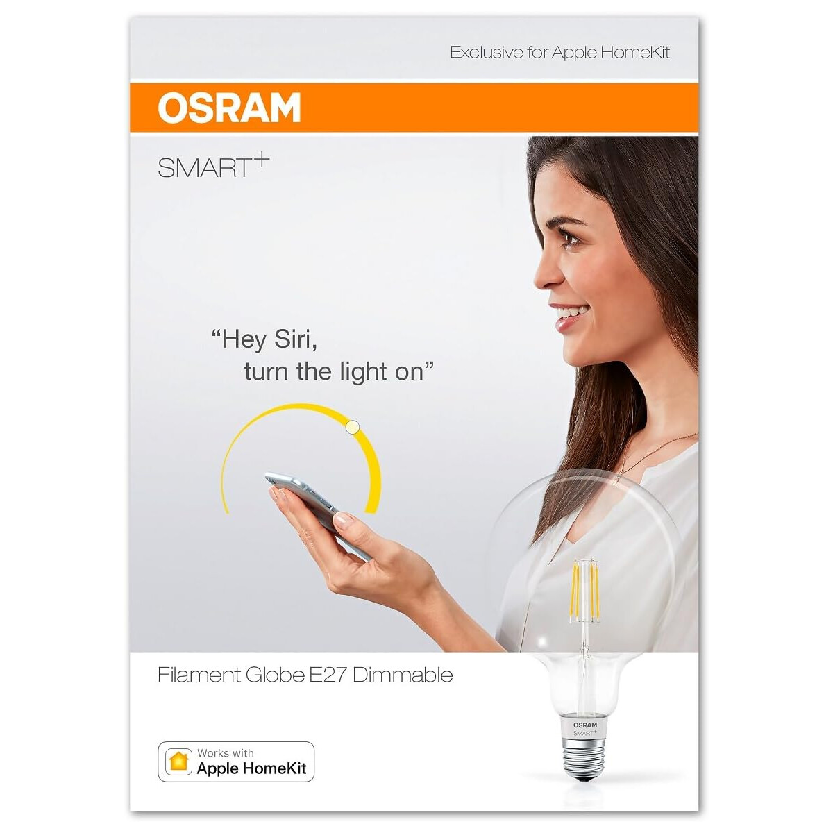 OSRAM SMART+ LED Filament Globe, Bluetooth Lampe mit E27 Soc
