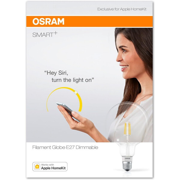 OSRAM SMART+ LED Filament Globe, Bluetooth Lampe mit E27 Sockel, dimmbar, ersetzt 50W GlÃ¼hbirne, wa