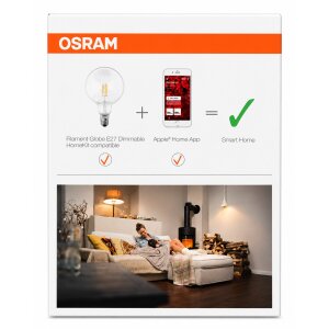 OSRAM SMART+ LED Filament Globe G125 E27 5,5W 650lm Bluetooth