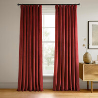 HPD Half Price Drapes Signature Thermo-Verdunkelungsvorhänge aus Samt, für Wohnzimmer, 274 cm lang, 1 Panel, isolierte Verdunkelungsvorhänge für Schlafzimmer, Fenstervorhänge, 127 x 274 cm, Purpurrot