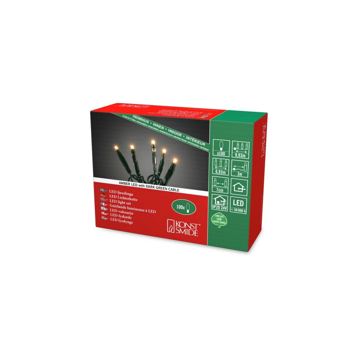 Micro LED Lichterkette, verschweißt, 100 bernsteinfarb