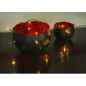 Micro LED Lichterkette, verschweißt, 100 bernsteinfarbene Dioden, 24V Innentrafo, dunkel