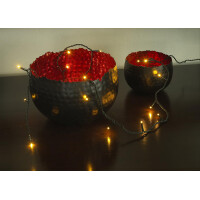 Micro LED Lichterkette, verschweißt, 100 bernsteinfarbene Dioden, 24V Innentrafo, dunkel