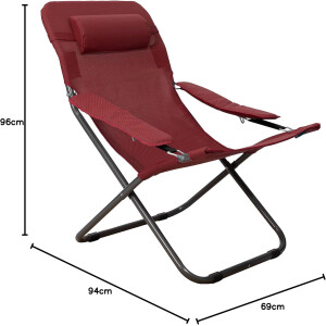 HOMECALL Camping-Klappstuhl mit 2x1 Textilen und verstellbarer Rückenlehne - Rot