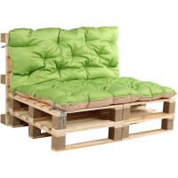 HOMECALL - Wendekissen für Gartenpalette mit Rückenlehne, ca. 120 x 140 x 12 cm grün/beige