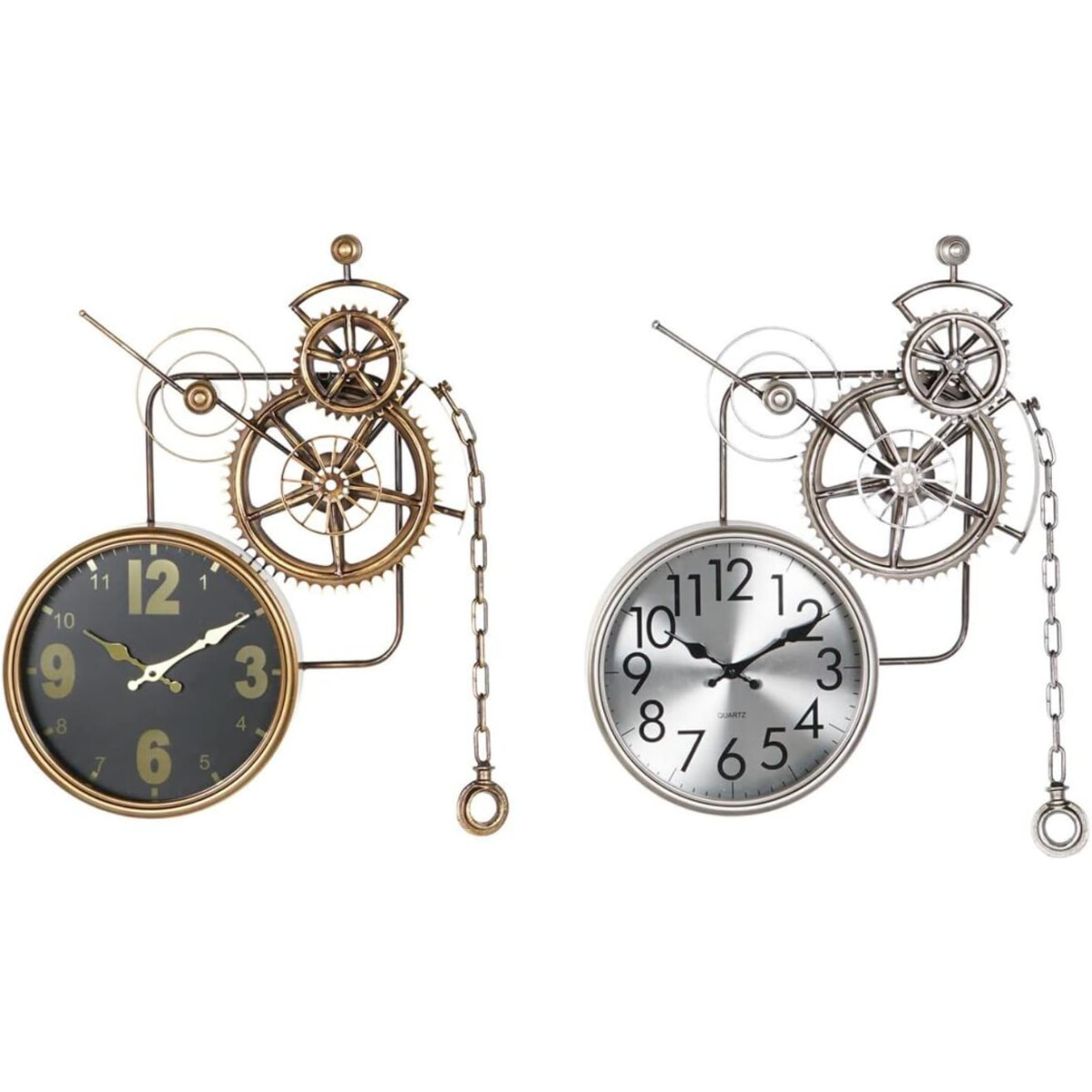 DKD Home Decor Wanduhr Uhr Retro 2er Set